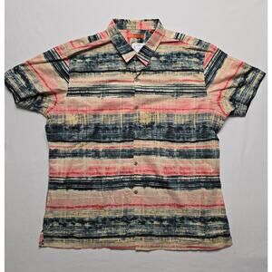 Tori Richard Shirt 2XL Tropical Pastel Striped Short Sleeve Button Down